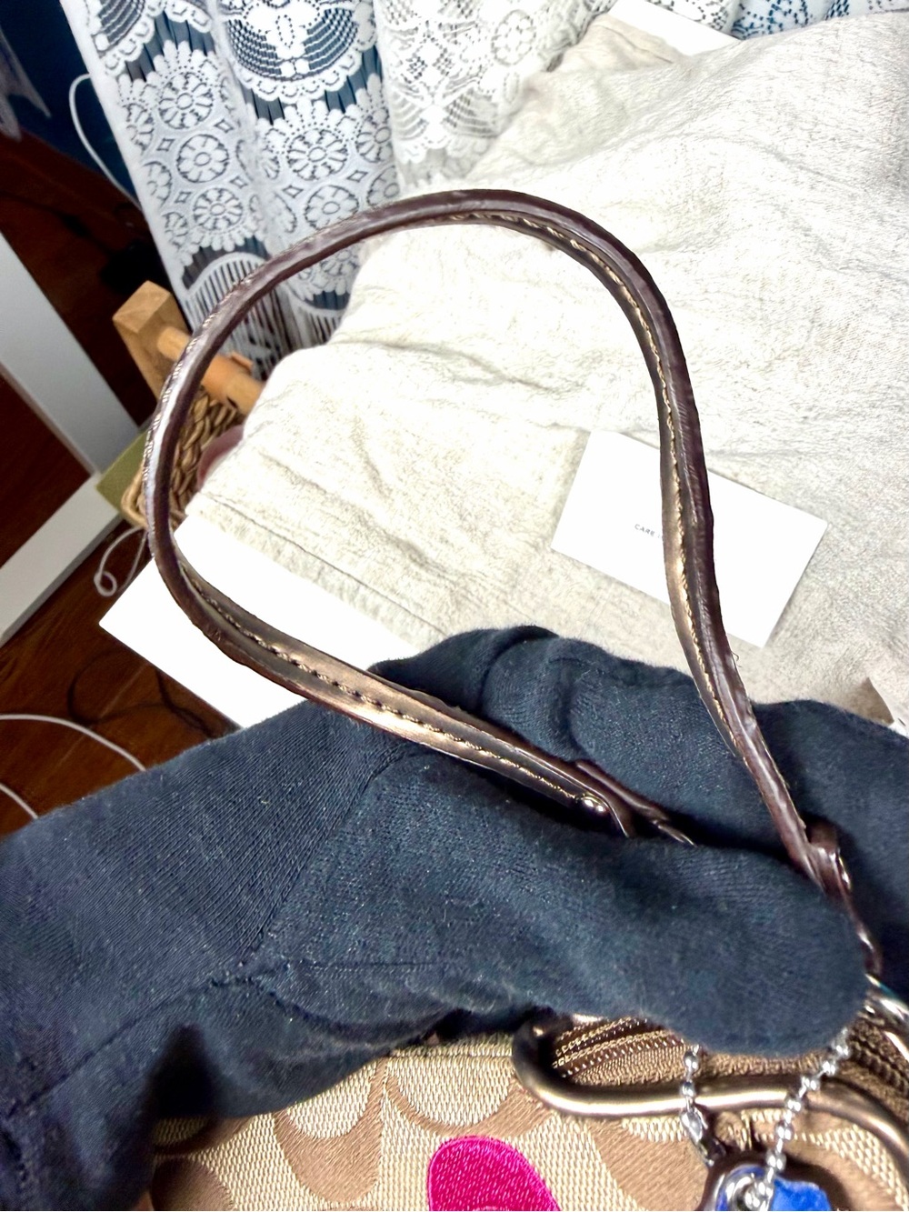 Coach Poppy Signature C Monogram Pouch Multicolor Wristlet 5.5 in H x 3.5 in L - Picture 6 of 9